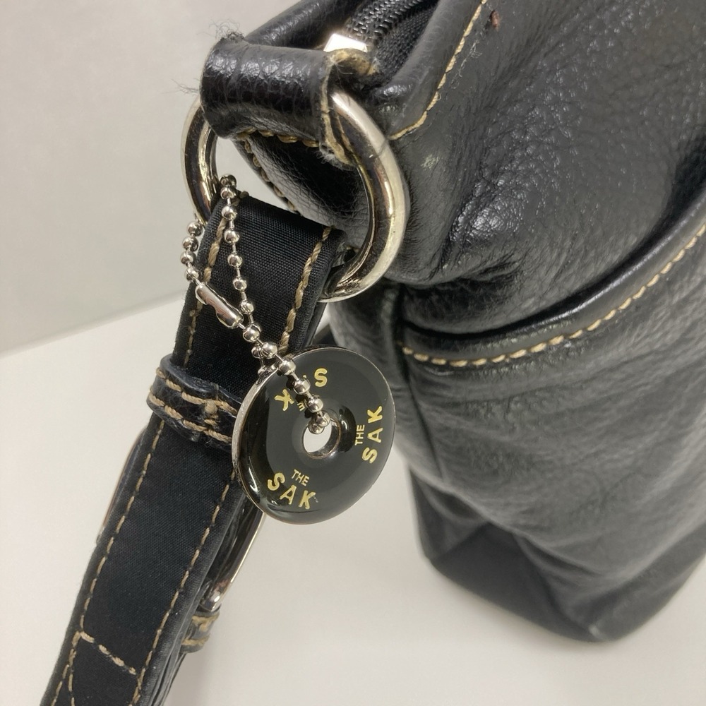 The Sak Black Shoulder Strap Pebbled Leather Soft Purse Bag - Picture 3 of 12